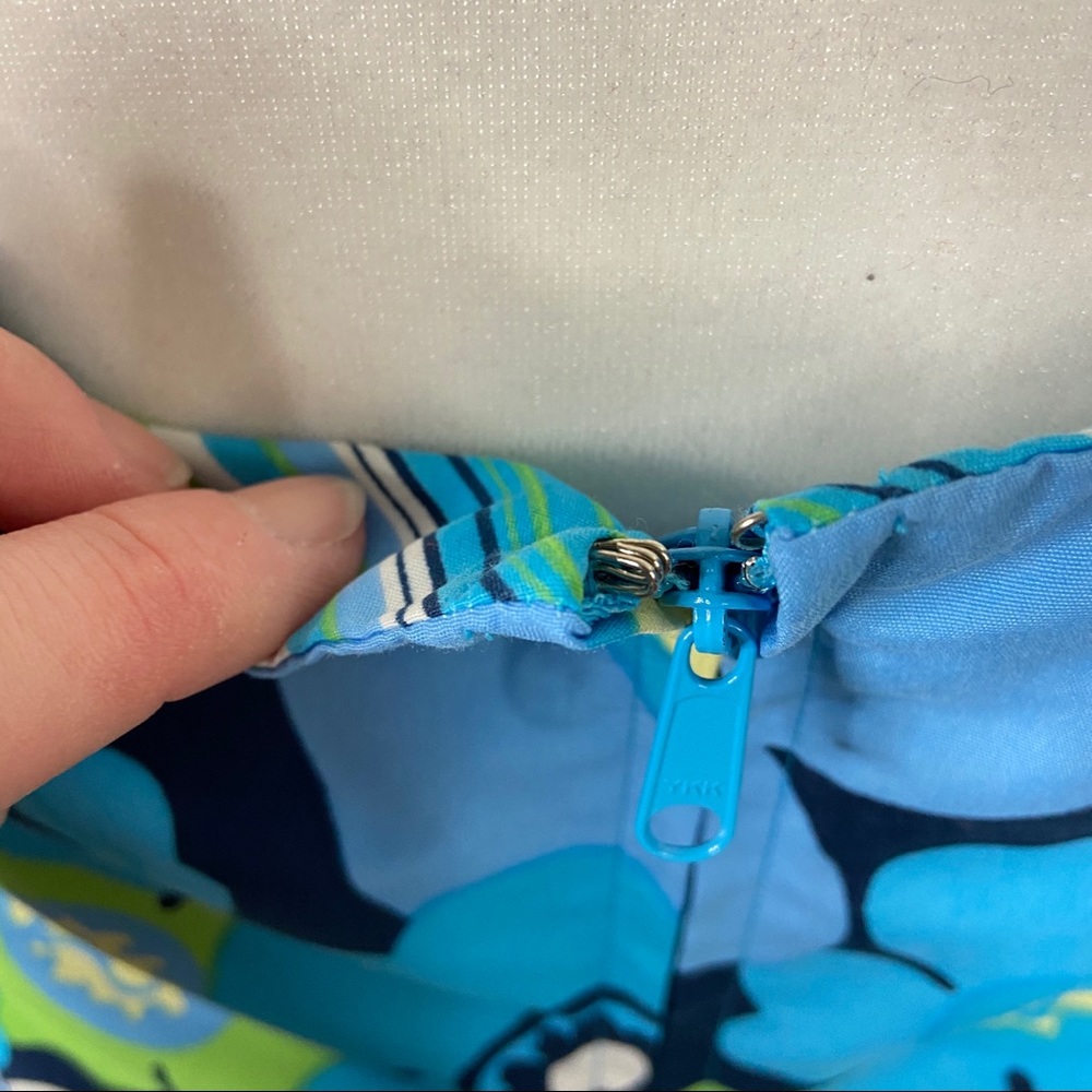 Reversible Sundress Mod Floral / Diagonal Stripes Blue Green Size Large - Picture 11 of 15